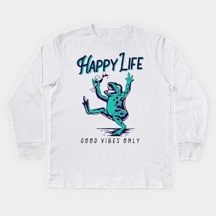 happy life frog Kids Long Sleeve T-Shirt